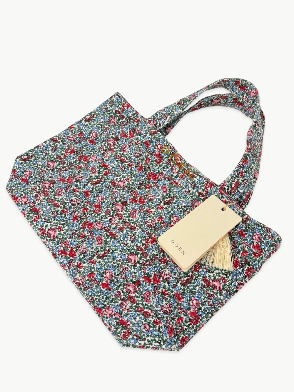 DÔEN Mini Canvas Tote White Petit Jardin Print 100% Organic Cotton NWT Rare